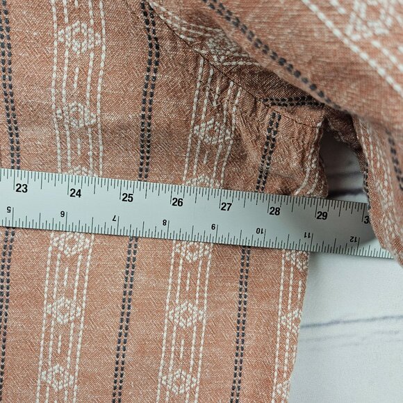 Mutual Weave Cotton Linen Button Up Shirt Mens 3XLT tall Short Sleeve Geometric - Picture 7 of 14